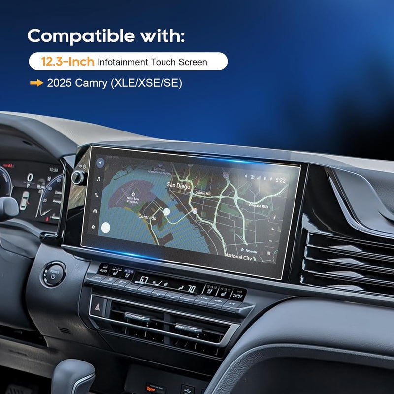 LFOTPP Matte Anti Glare for 2025 2026 Camry Screen Protector 12.3 inch Touchscreen 2025+ Toyota Camry XLE/XSE Tempered Glass Protective Film 2025 2026 Camry Accessories [Anti-Fingerprint] - Image 3